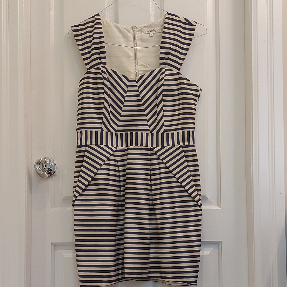 Pink Martini Striped Mini Dress in Navy and Cream